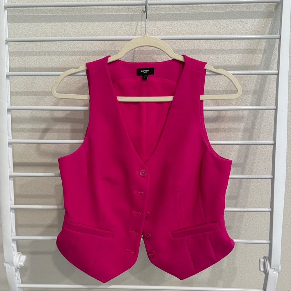 Express Fuchsia Button-Up Vest